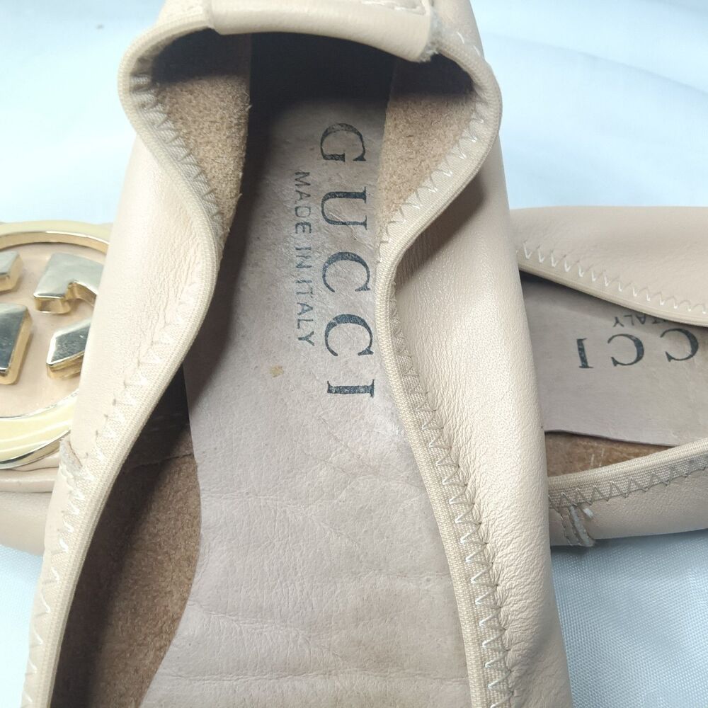 Gucci Interlocking G Logo Leather Ballet Flats Women's Shoes Sz EU 37/ 7M AS IS - Picture 12 of 16
